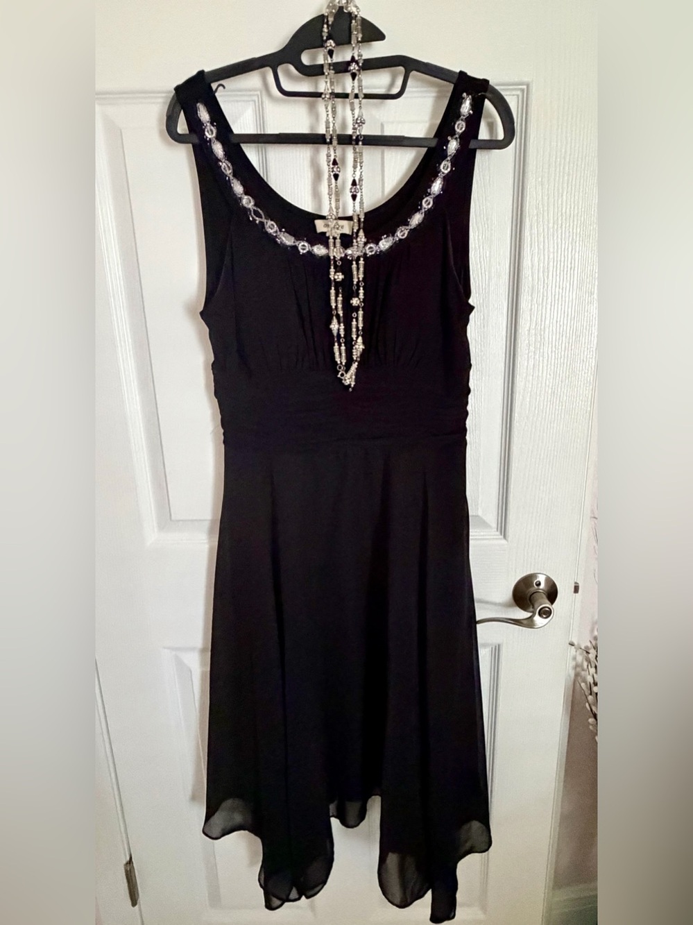 Vintage Ombré Black W/Extensive Beading Crystals Formal Cocktail Dress Sz 14